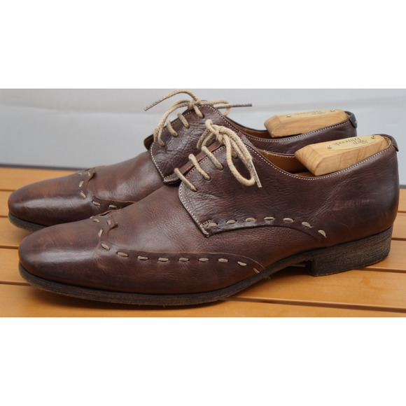 VINTAGE MEZLAN MEN\'S LEATHER LACE UP SHOES BROWN SIZE 8.5 M Made in Spain main image 8